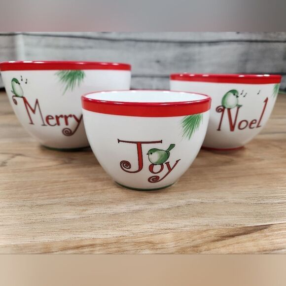 🔹️Fitz & Floyd Everyday White Festive Holiday Nesting Bowls - Picture 1 of 13